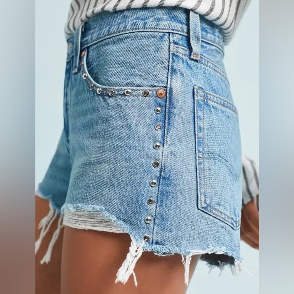 Levi’s studded distressed denim shorts